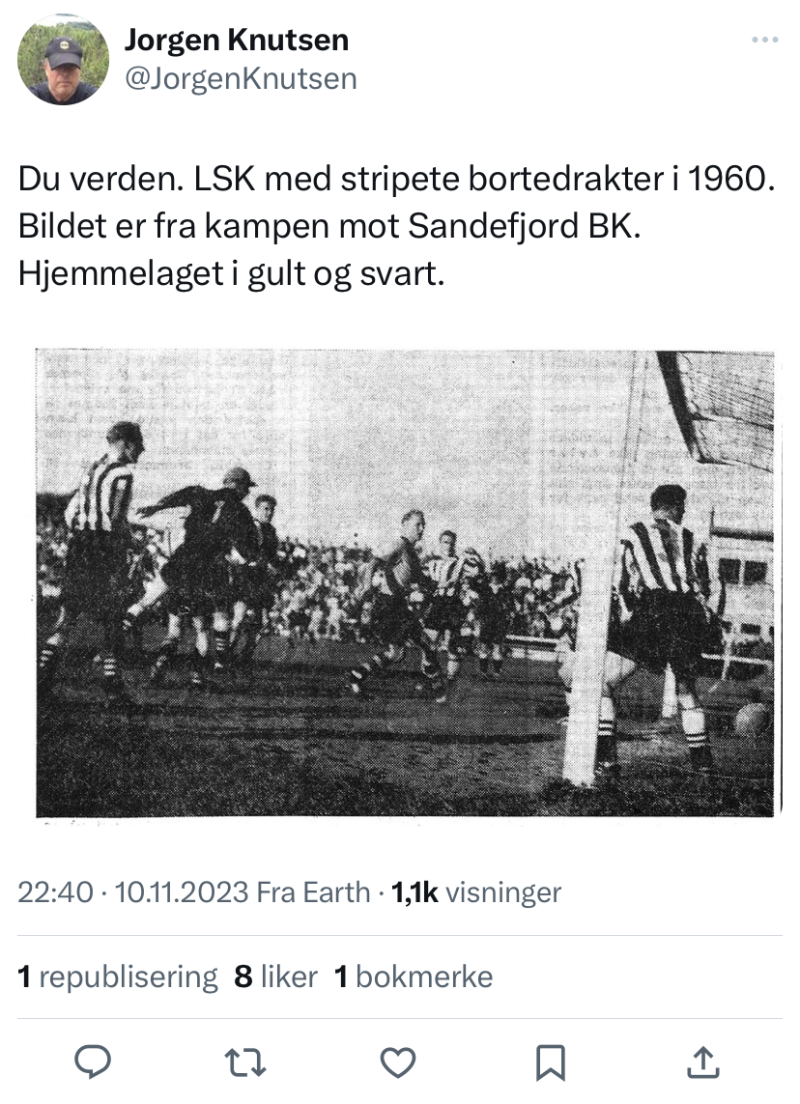 64 ÅR SIDEN: I 1960 spilte LSK med stripete bortedrakter - noe Kanaripedia-orakel Jørgen Knutsen selvsagt har oversikt over.