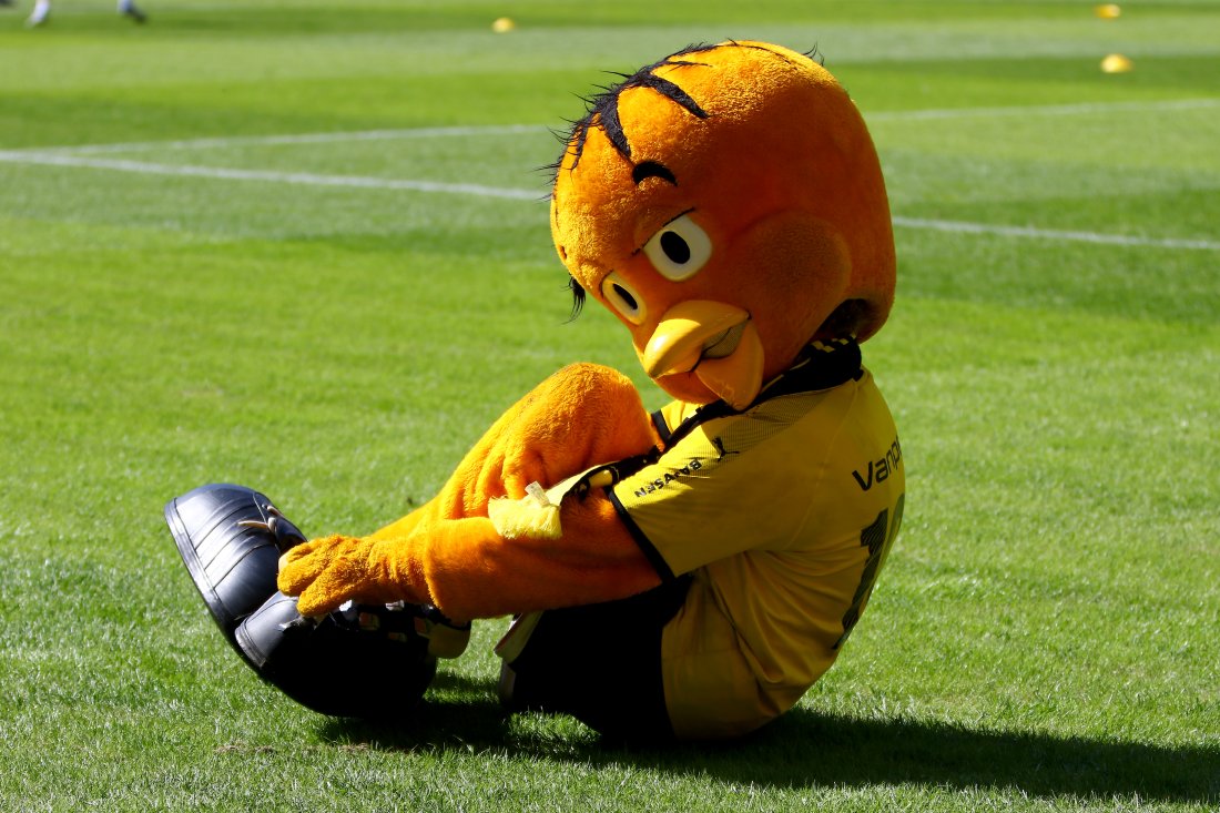 MASKOT: Gullik var selvsagt på plass på cupfinalen. Foto: Elin Hæreid